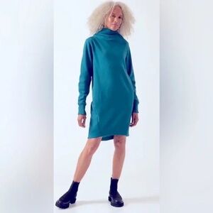 Athleta Cozy Karma Mock Neck Dress, Dark Sardinia Blue XS